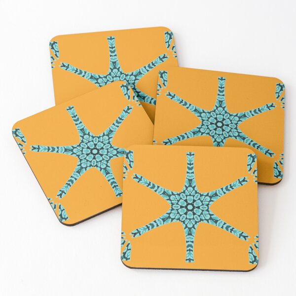 Item preview, Six Arm Kaleidoscope in Turquoise Blue on Adobe tan designed and sold by AlteredAtelier.