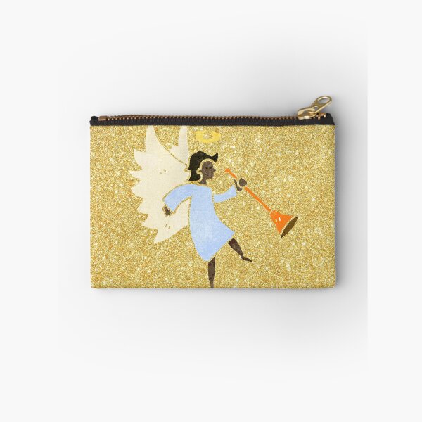 Item preview, Christmas Announcing Angel on a glitter gold background designed and sold by CheekyGrace.