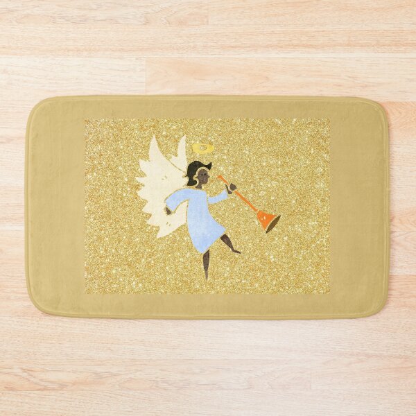 Item preview, Christmas Announcing Angel on a glitter gold background designed and sold by CheekyGrace.