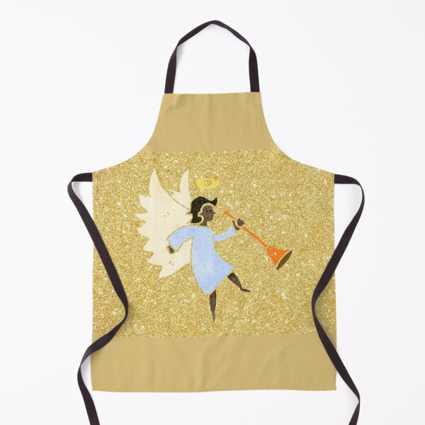 Item preview, Christmas Announcing Angel on a glitter gold background designed and sold by CheekyGrace.
