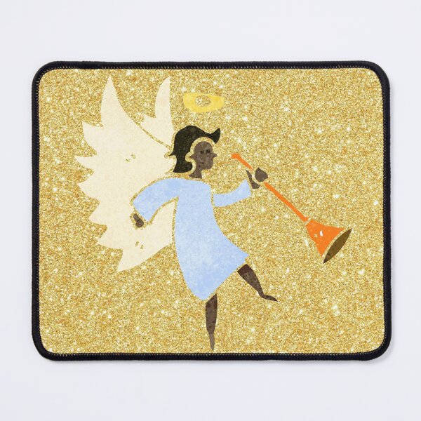 Item preview, Christmas Announcing Angel on a glitter gold background designed and sold by CheekyGrace.
