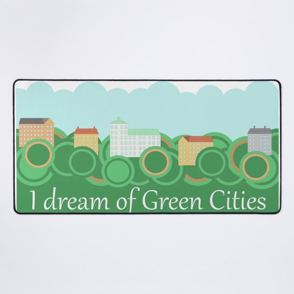 The city in the green Desk Mat
