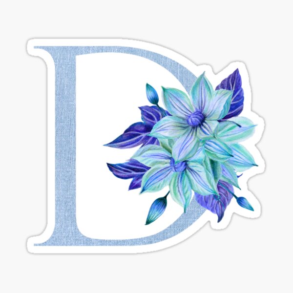 Blue floral monogram letter M Sticker for Sale by sereindesign