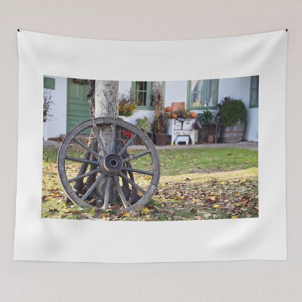 Item preview, an old wooden wheel in the farm yard  designed and sold by goceris.