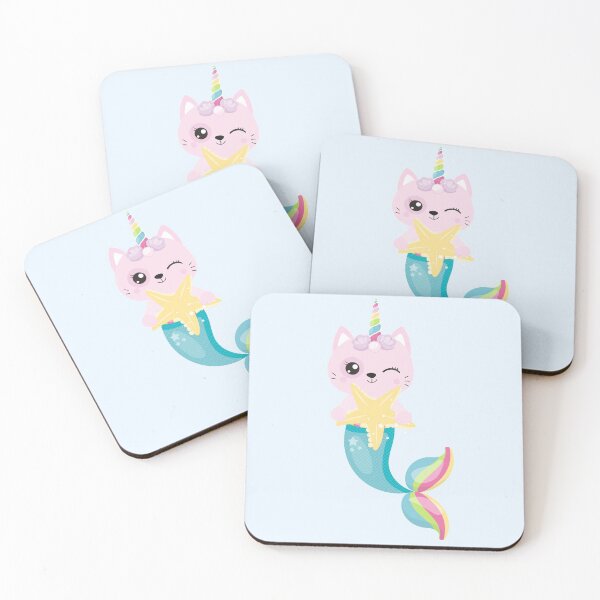 Item preview, Kawaii Unicorn Cat Caticorn Mermaid Tail Pink Blushing Animals  designed and sold by Simplyy  Unique.