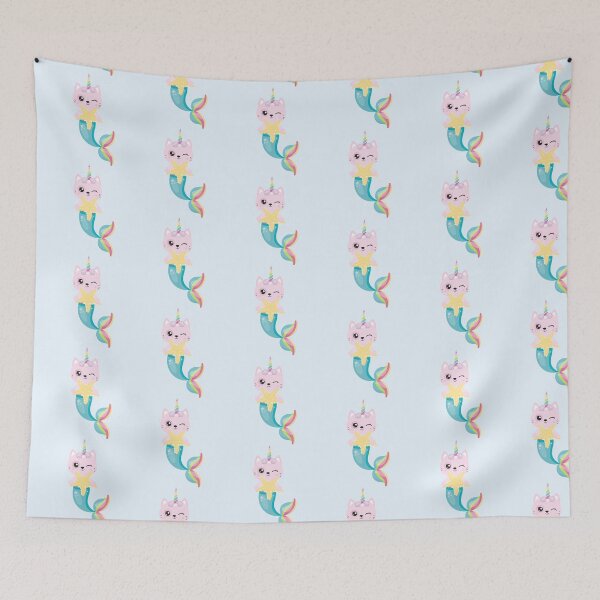 Item preview, Kawaii Unicorn Cat Caticorn Mermaid Tail Pink Blushing Animals  designed and sold by Simplyy  Unique.