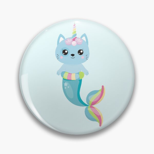 Item preview, Kawaii Unicorn Cat Caticorn Mermaid Tail Blue Blushing Animals designed and sold by Simplyy  Unique.