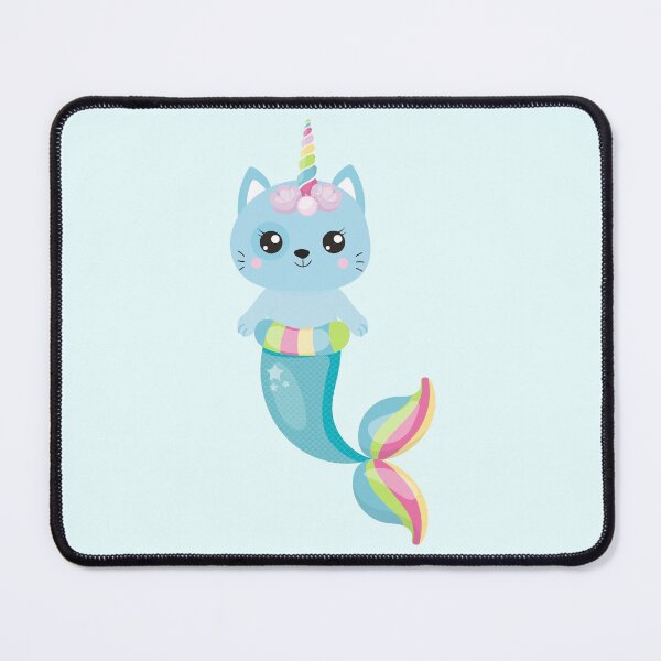 Item preview, Kawaii Unicorn Cat Caticorn Mermaid Tail Blue Blushing Animals designed and sold by Simplyy Unique.