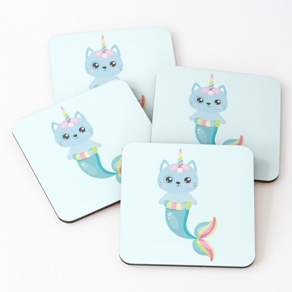 Item preview, Kawaii Unicorn Cat Caticorn Mermaid Tail Blue Blushing Animals designed and sold by Simplyy  Unique.