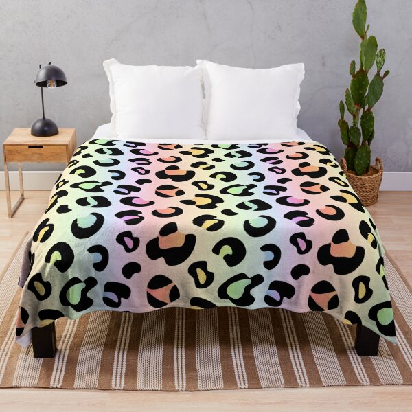 Animal Print Throw Blanket, Lemon Lime Brown Leopard Quilt