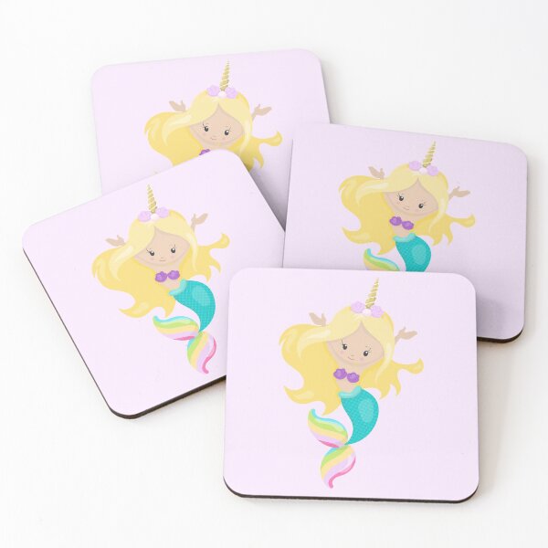 Item preview, Rainbow Mermaid Unicorn Wannabe Blonde Hair Blushing Cute Chibi Girl Mermaid Tail designed and sold by Simplyy  Unique.