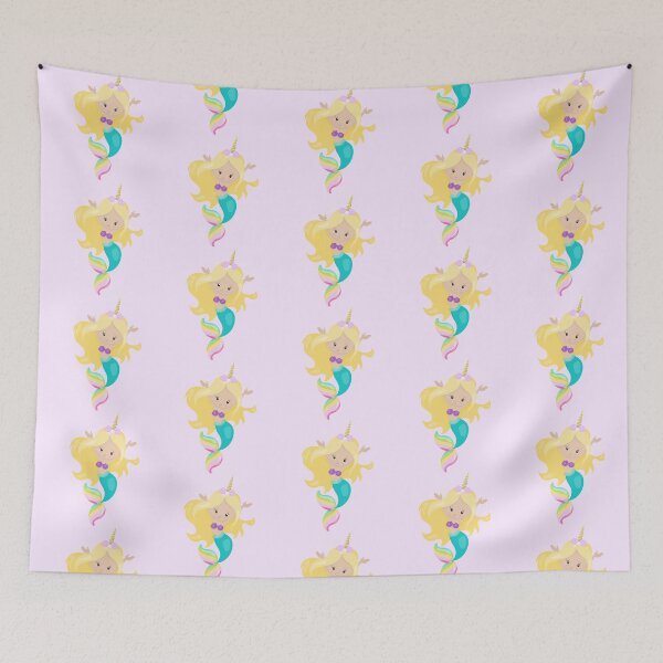 Item preview, Rainbow Mermaid Unicorn Wannabe Blonde Hair Blushing Cute Chibi Girl Mermaid Tail designed and sold by Simplyy  Unique.