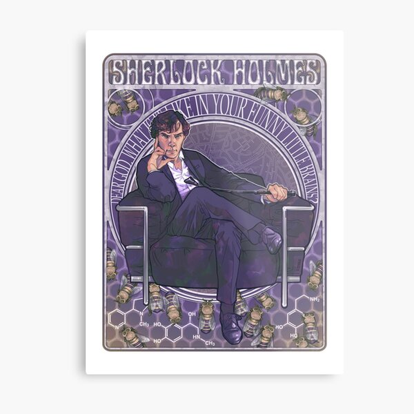 Sherlock Art Nouveau Metal Print