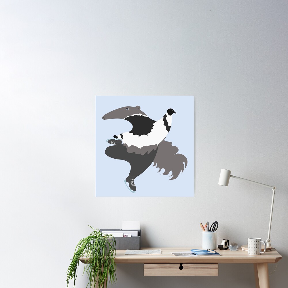 anteater ice skating figure skating snootlord on ice Poster for Sale