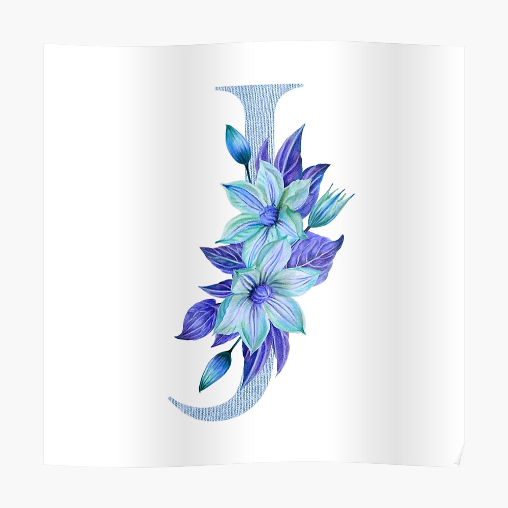 Blue floral monogram letter M Sticker for Sale by sereindesign