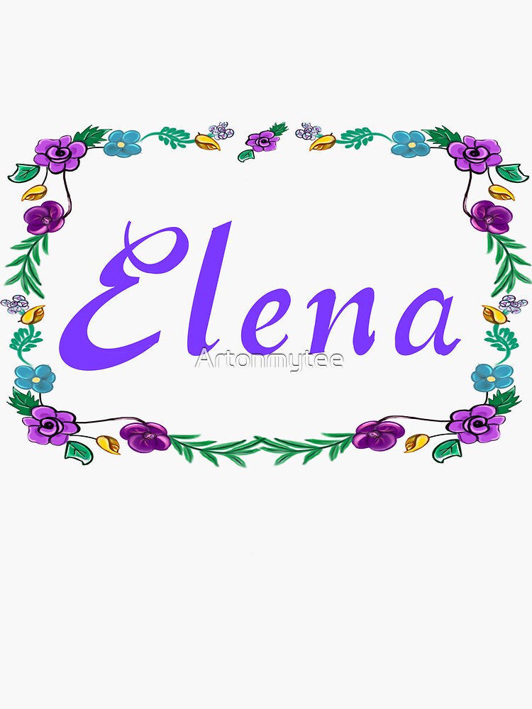 "Elena personalised,personalized name in purple with floral border