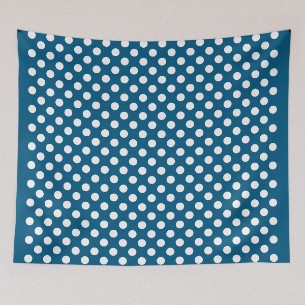 Item preview, Small white polka dots on a blue background designed and sold by PausePapote.