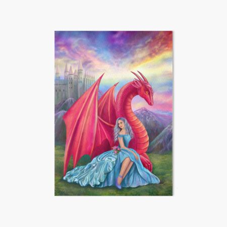Red Dragon and Princess Art Board Print