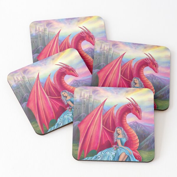 Red Dragon and Princess Coasters (Set of 4)
