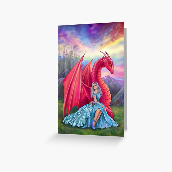 Red Dragon and Princess Greeting Card