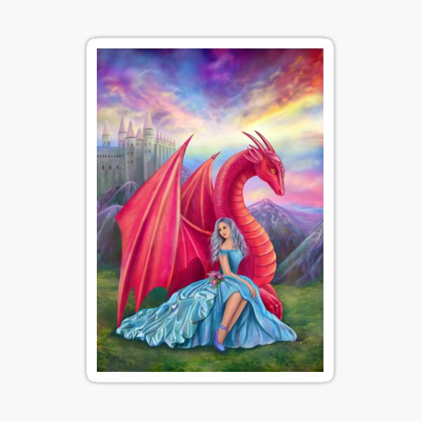 Red Dragon and Princess Sticker