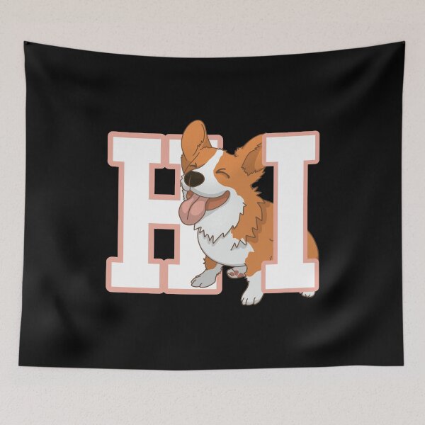 Item preview, hi, hello, dog over cat. cute corgi puppy, corgi lover designed and sold by efenem.