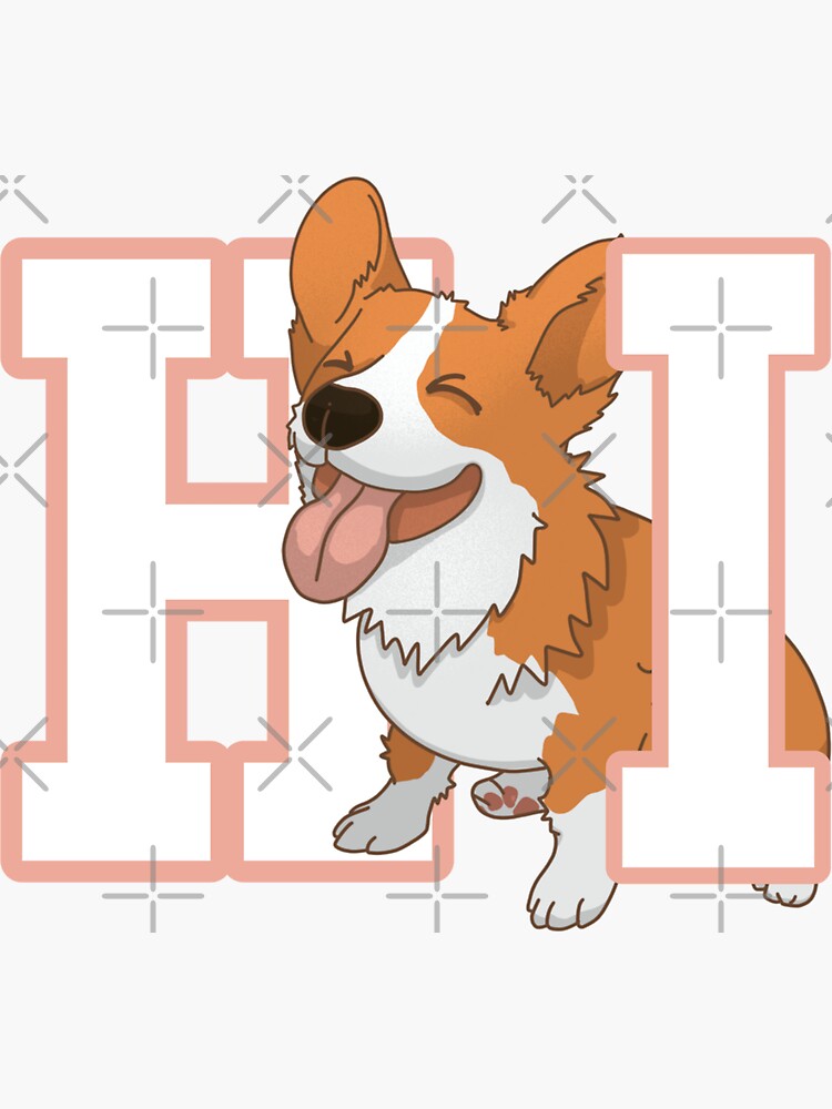 hi, hello, dog over cute corgi puppy, corgi lover Sticker - Main Image
