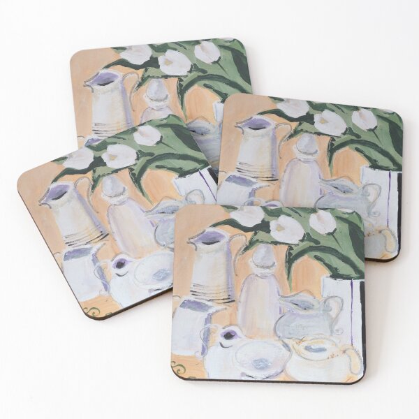 Item preview, white jugs and flowers designed and sold by janestallwood.