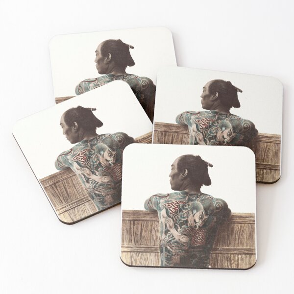 Item preview, Vintage Nude Photography of Tattooed Japanese Man with Tattoo designed and sold by FrostMintStudio.