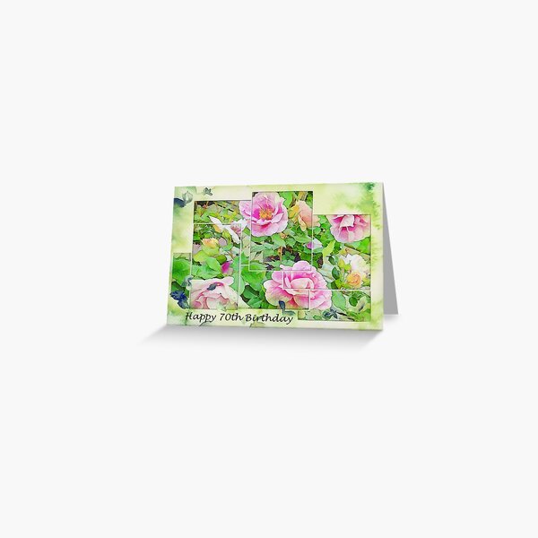 Soft Rose Fragments with Happy 70th Birthday Greeting Card Greeting Card