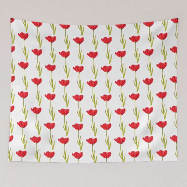 Item preview, Single red tulip flower watercolor art designed and sold by Sarah Trett.
