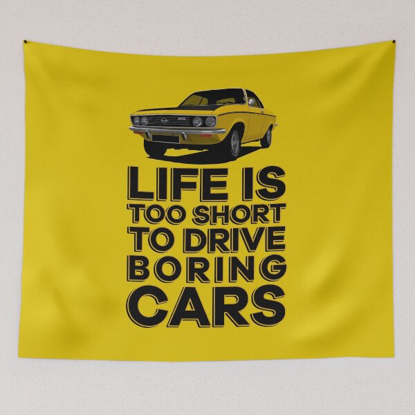 Item preview, Life is too short to drive boring cars - Manta A - yellow with black bonnet designed and sold by knappidesign.