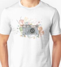 Camera and Flowers Unisex T-Shirt