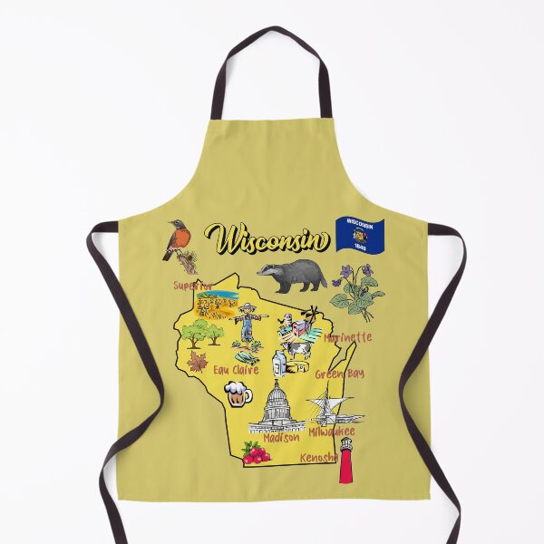 Item preview, tourist map of Wisconsin state, USA, major cities, flag, landmarks designed and sold by mashmosh.