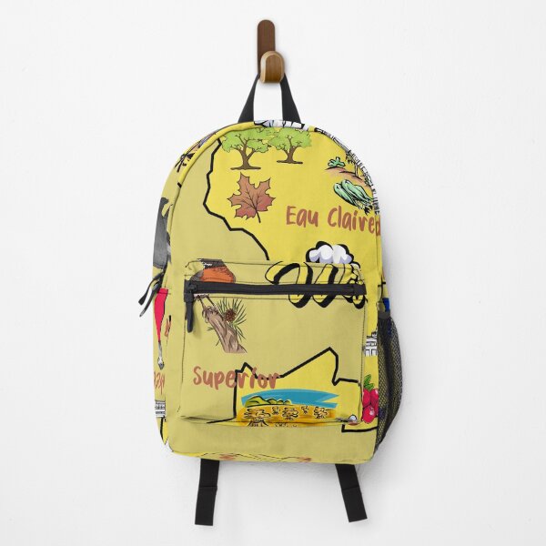 Item preview, tourist map of Wisconsin state, USA, major cities, flag, landmarks designed and sold by mashmosh.