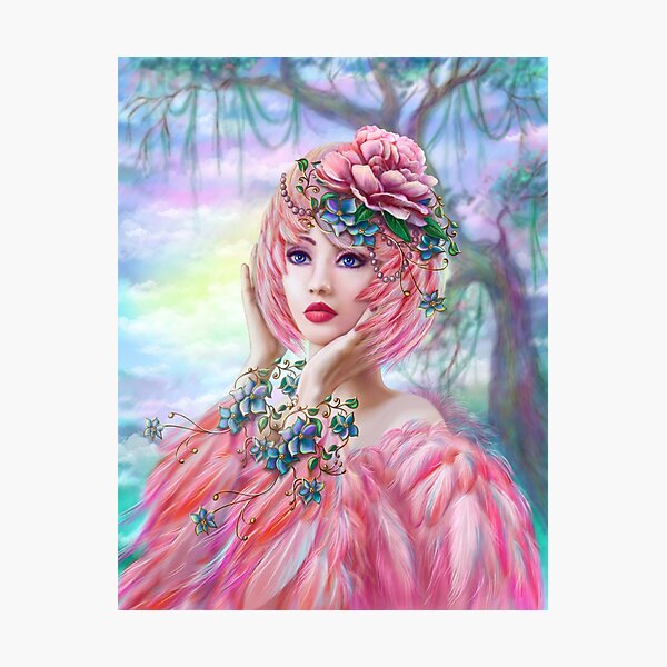 Beautiful flamingo girl Photographic Print