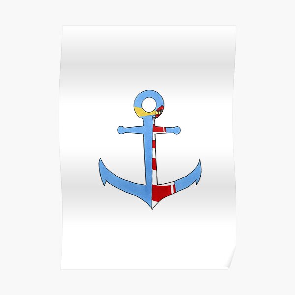 Anchor and lighthouse maritime Poster