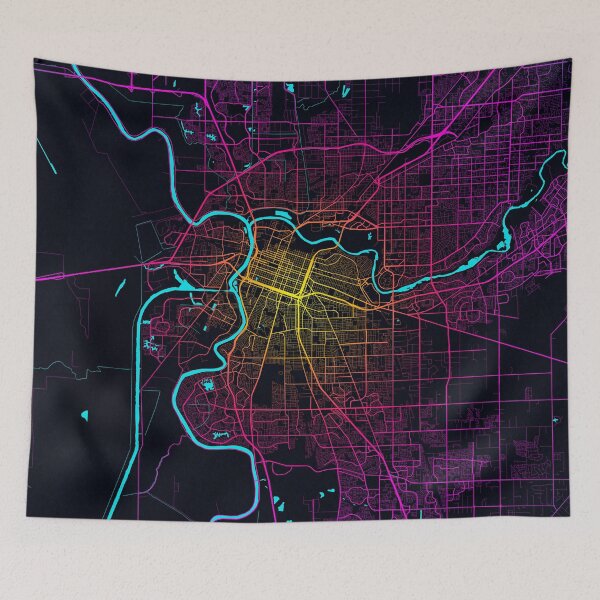 Artikelvorschau, Sacramento Stadtplan von Kalifornien, USA - Neon entworfen und verkauft von deMAP.