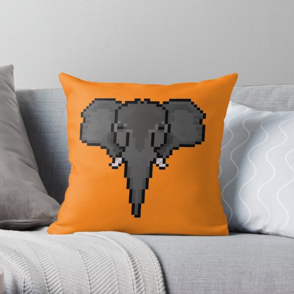 Pixel Art Elephant Design Throw Pillow