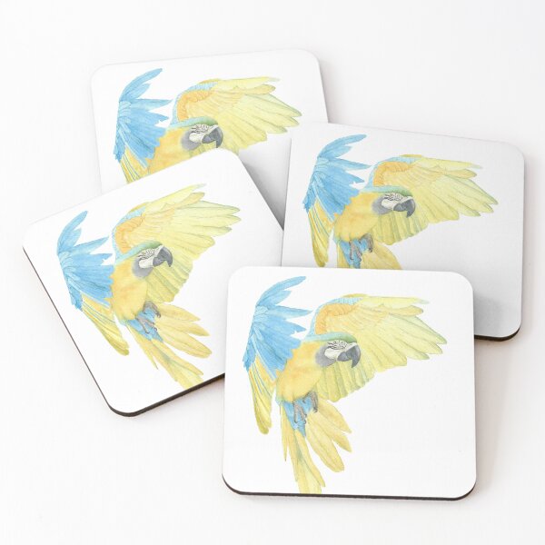 Item preview, blue and gold macaw - watercolor parrot portrait designed and sold by L'Atelier Oranjade.