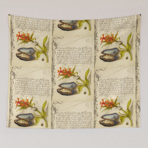 Item preview, Naturalist Manuscript: Insect, Flowers and Calligraphy Illumination by Joris Hoefnagel designed and sold by Naturalist Prints.