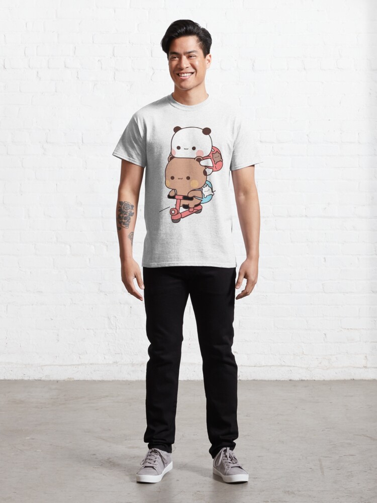 Disover Panda And Brownie Bear Couple Bike riding T-Shirt