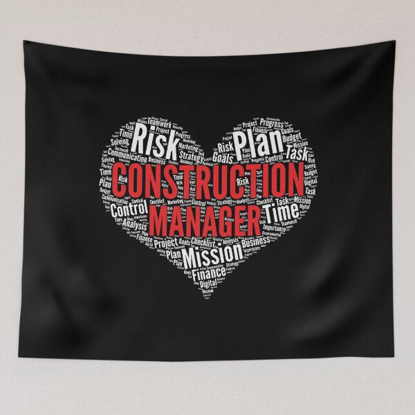 Item preview, Construction Manager Heart Shape Word Cloud Design print designed and sold by theodoros20.