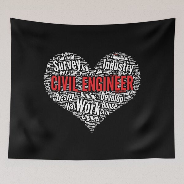 Item preview, Civil Engineer Heart Shape Word Cloud Design Engineering print designed and sold by theodoros20.