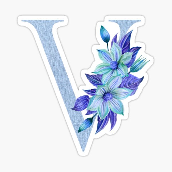 Blue floral monogram letter M Sticker for Sale by sereindesign