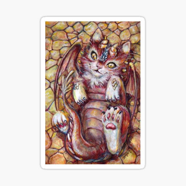 Can I haz belly rubz? Fantasy dragon cat Sticker