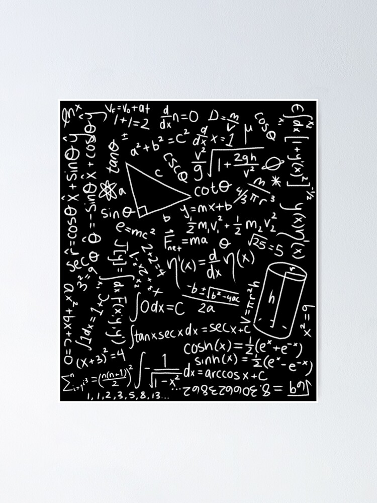 Insanity Math Formulas Blackboard Design Printed Back to School