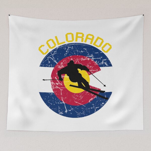 Item preview, Colorado Flag Skiing Ski Vacation Snow Skier Gift  designed and sold by The Junto Shop.
