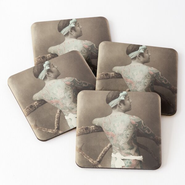 Item preview, Vintage Nude Photography of Tattooed Japanese Man with Tattoo designed and sold by FrostMintStudio.