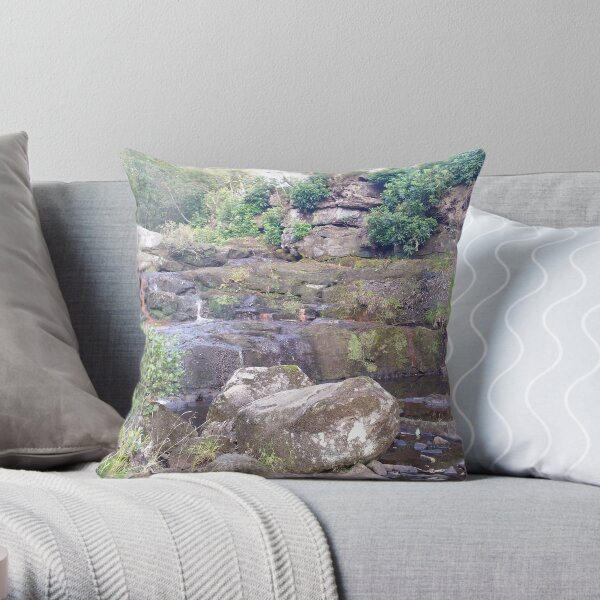 Little Cragside Waterfall Throw Pillow